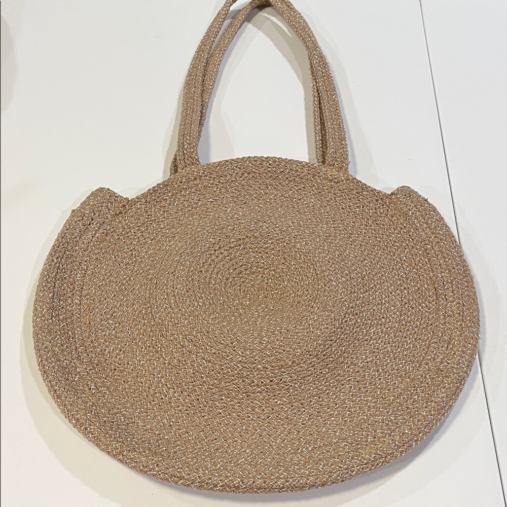 Nordstrom - Elegant Tan Woven Tote Bag, Beach, Braided